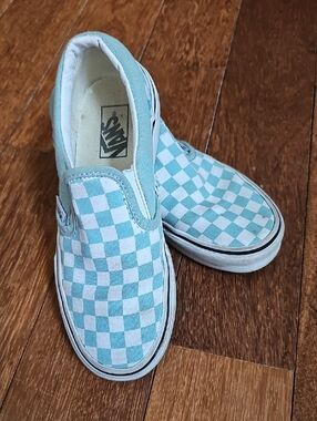 Vans Kids Slip-On Checkerboard Sneakers - Teal/White
